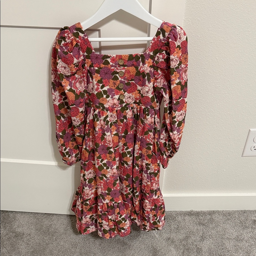 NWT Cheeky Plum Floral Kids Dress - Pink and Green Size 7